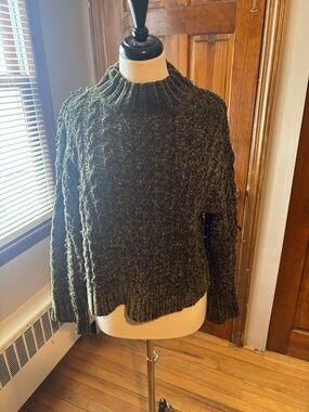 Forever 21 Olive Green Cable Knit Turtleneck Sweater